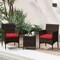 Costway 3PCS Patio Rattan Furniture Set Cushioned Sofa Glass Tabletop Deck Red\Blue\ White